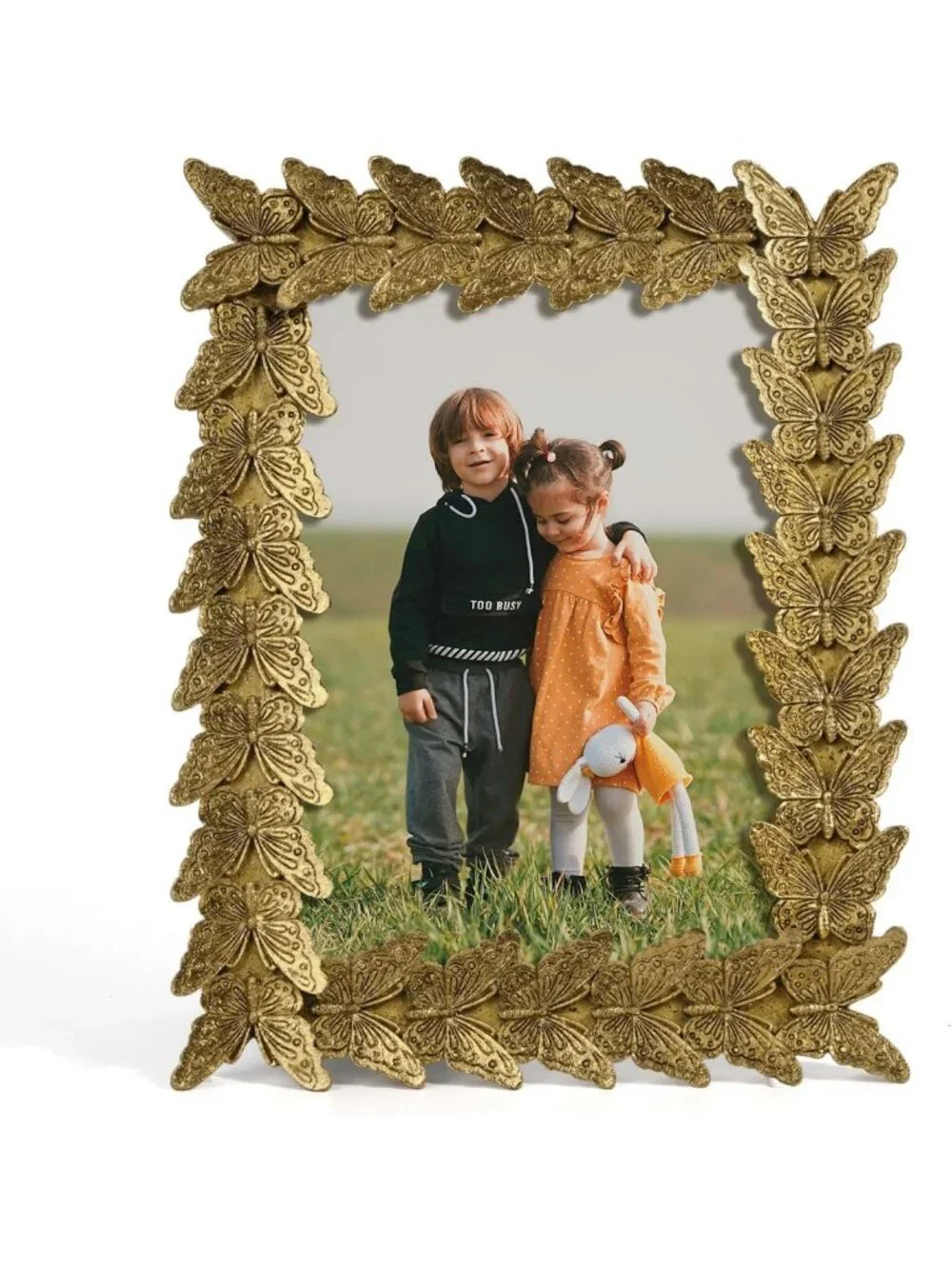 Vintage Gold 4x6 Photo Frame | Retro Butterfly Design for Home Decor & Gifts